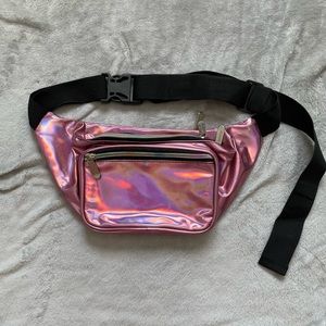 pink holographic fanny pack
